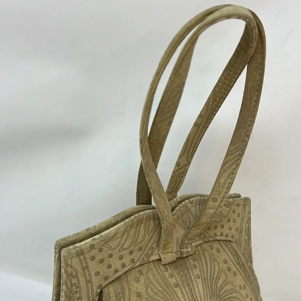Michelle Lalonde Bone Color Lambsuede Evening Wristlet Bag